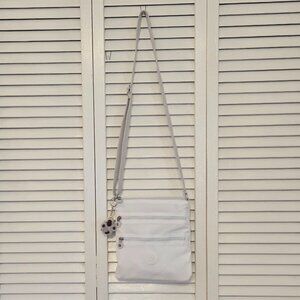 Kipling White Nylon Kendra Monkey Crossbody Bag
